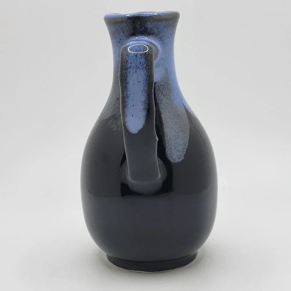 Blue Black Drip Glaze Ceramic Pitcher Vase 4.5
